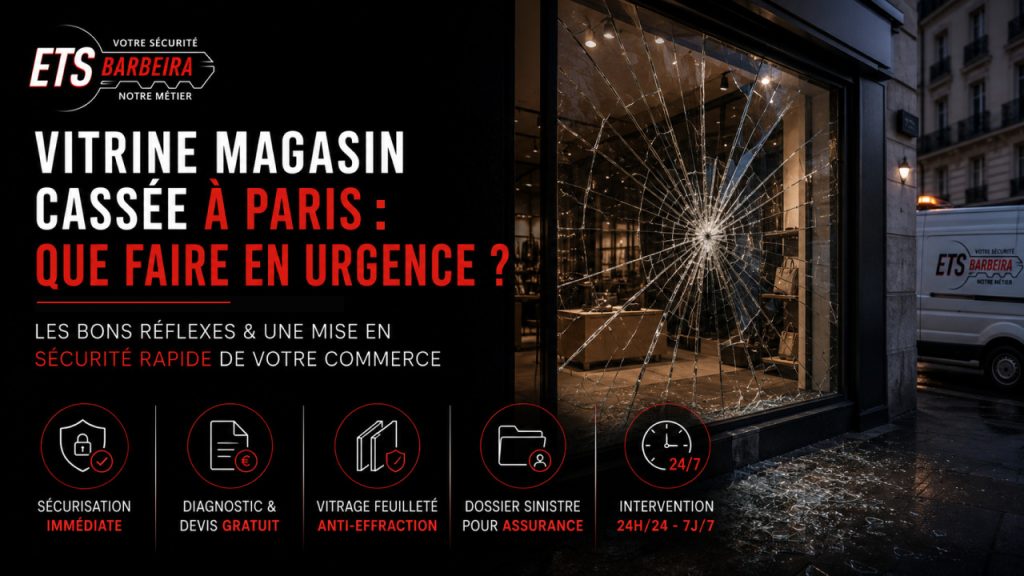 Vitrine de magasin cassée à Paris que faire en urgence